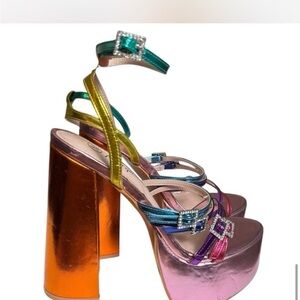 Multicolor Platform Heels